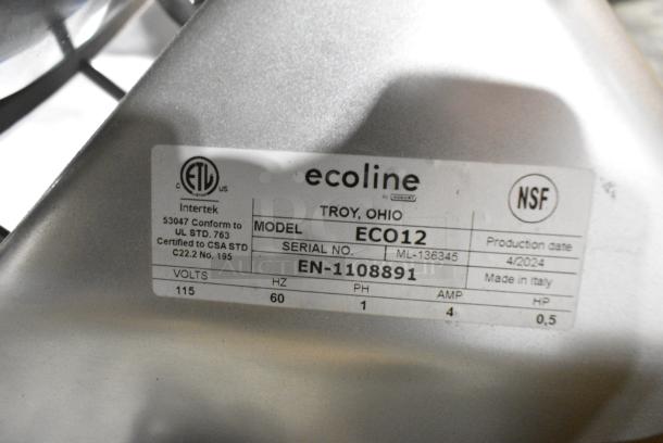 BRAND NEW SCRATCH AND DENT! 2024 Hobart ECO12 Medium-Duty Manual Meat Slicer. 115 Volts, 1 Phase. Tested and Does Not Power On - Image 5 of 5