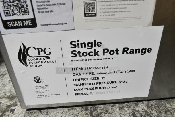 BRAND NEW SCRATCH AND DENT! Cooking Performance Group CPG-SP-18-N Natural Gas Stock Pot Range. 80,000 BTU - Image 6 of 6