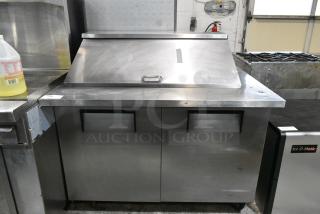 True TSSU-84-18M-B Stainless Steel Commercial Sandwich Salad Prep Table Bain Marie Mega Top on Commercial Casters. 115 Volts, 1 Phase. - Item #1155903