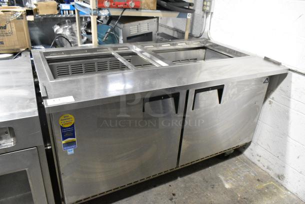 Everest EPBWR2 Stainless Steel Commercial Sandwich Salad Prep Table Bain Marie on Commercial Casters. 115 Volts, 1 Phase. Tested and Working! - Image 1 of 5