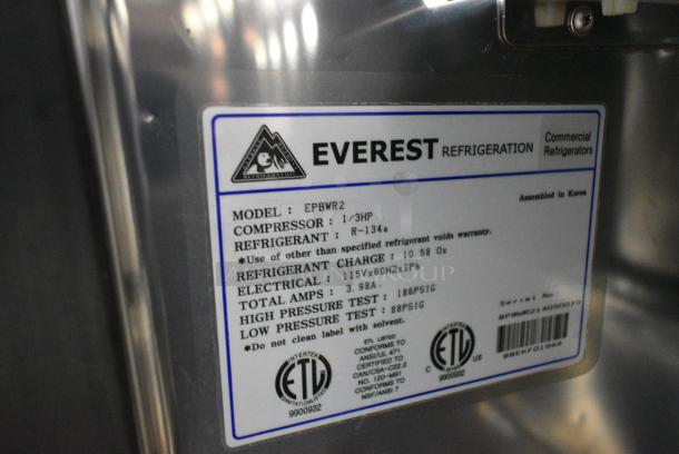 Everest EPBWR2 Stainless Steel Commercial Sandwich Salad Prep Table Bain Marie on Commercial Casters. 115 Volts, 1 Phase. Tested and Working! - Image 5 of 5