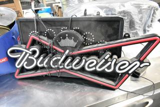 3 Various Items Including Budweiser Light Up Sign, Coffee Open Sign, ATM Light Up Sign. 3 Times Your Bid!