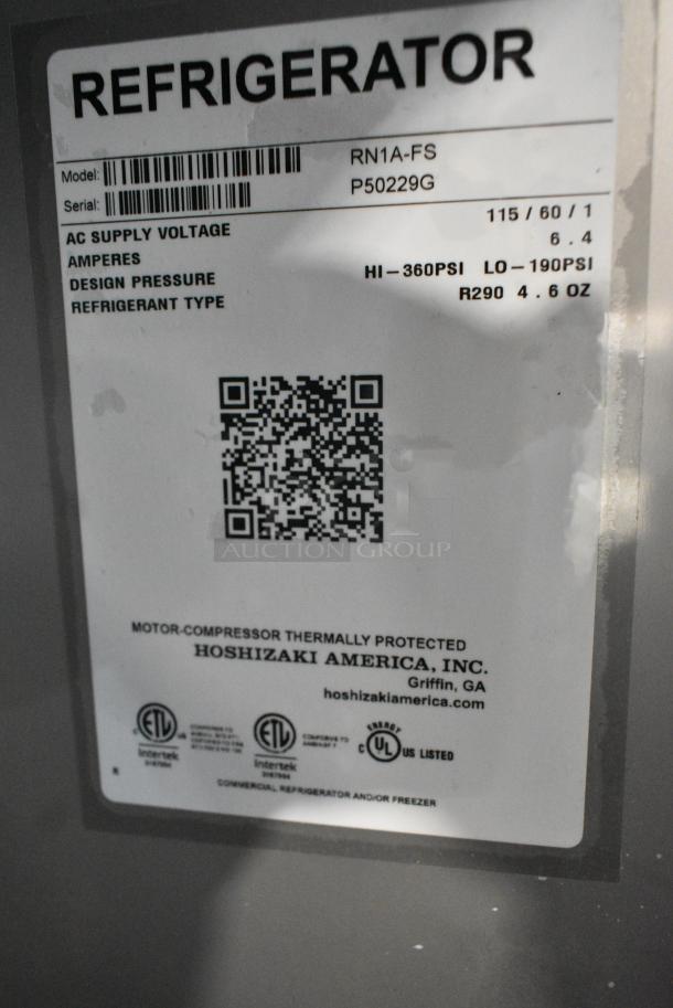 BRAND NEW SCRATCH AND DENT! Hoshizaki FN1A-FS Stainless Steel Commercial Single Door Reach In Cooler. 115 Volts, 1 Phase. Tested and Powers On But Does Not Get Cold - Image 4 of 4