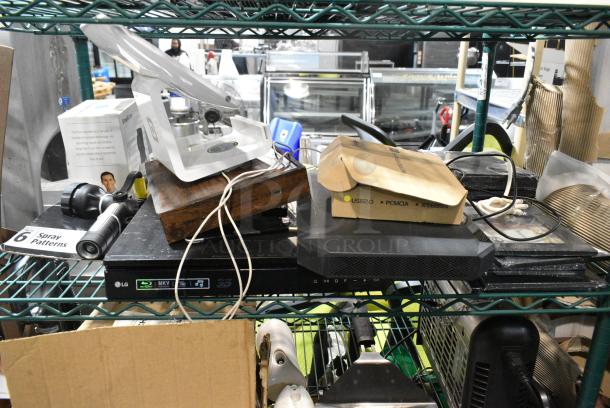 ALL ONE MONEY! Tier Lot of Various Items Including Square POS Tablet Stand, Wooden Box and Electronics - Image 1 of 3
