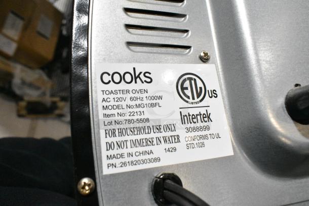 Cooks MG10BFL Metal Countertop Toaster Oven. 120 Volts, 1 Phase. - Image 3 of 3