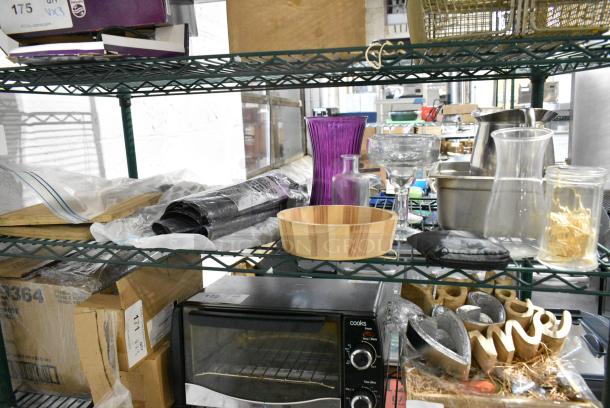 ALL ONE MONEY! Tier Lot of Various Items Including Vases, Margarita Glass, Wooden Cutting Boards. - Image 1 of 3