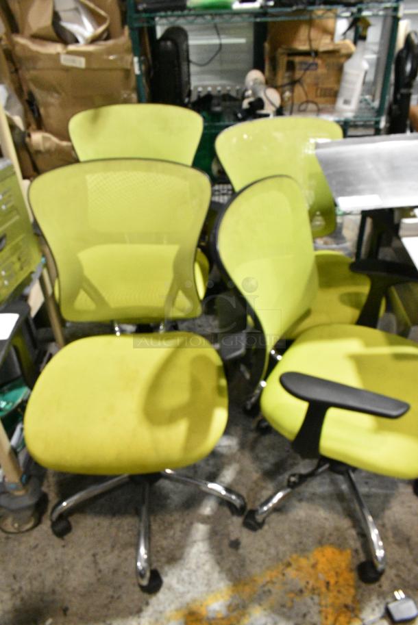 4 Neon Green Office Chair on Casters. 4 Times Your Bid! - Image 1 of 4