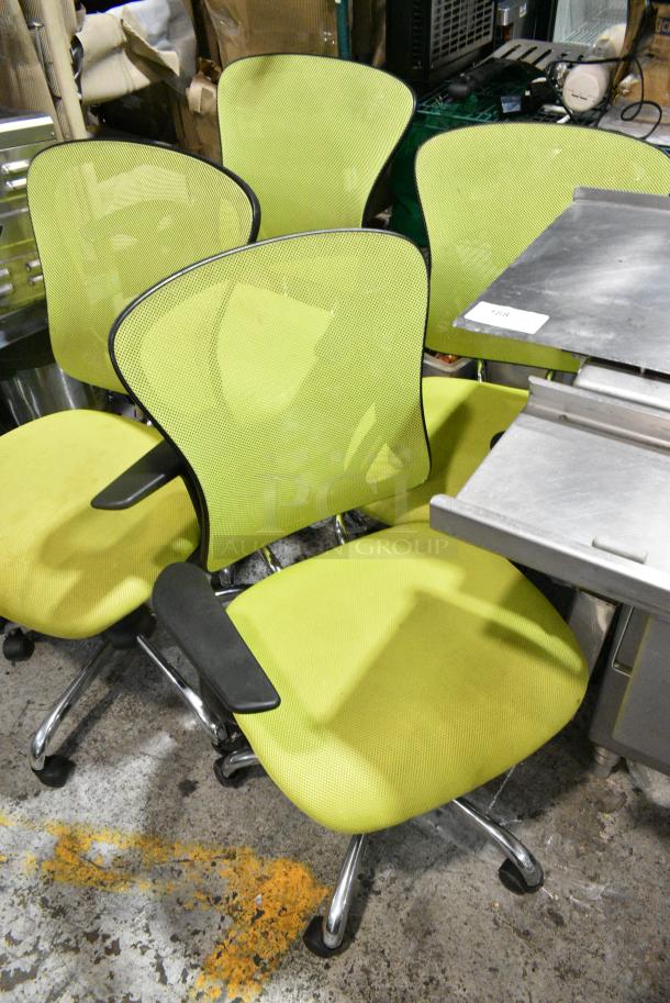 4 Neon Green Office Chair on Casters. 4 Times Your Bid! - Image 2 of 4