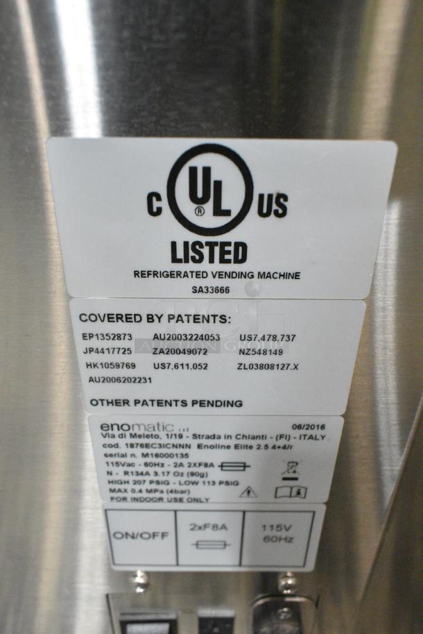 Enomatic 1876EC3ICNNN Stainless Steel Commercial Countertop 8 Slot Wine Serving System Merchandiser. 115 Volts, 1 Phase. Tested and Working! - Image 5 of 5
