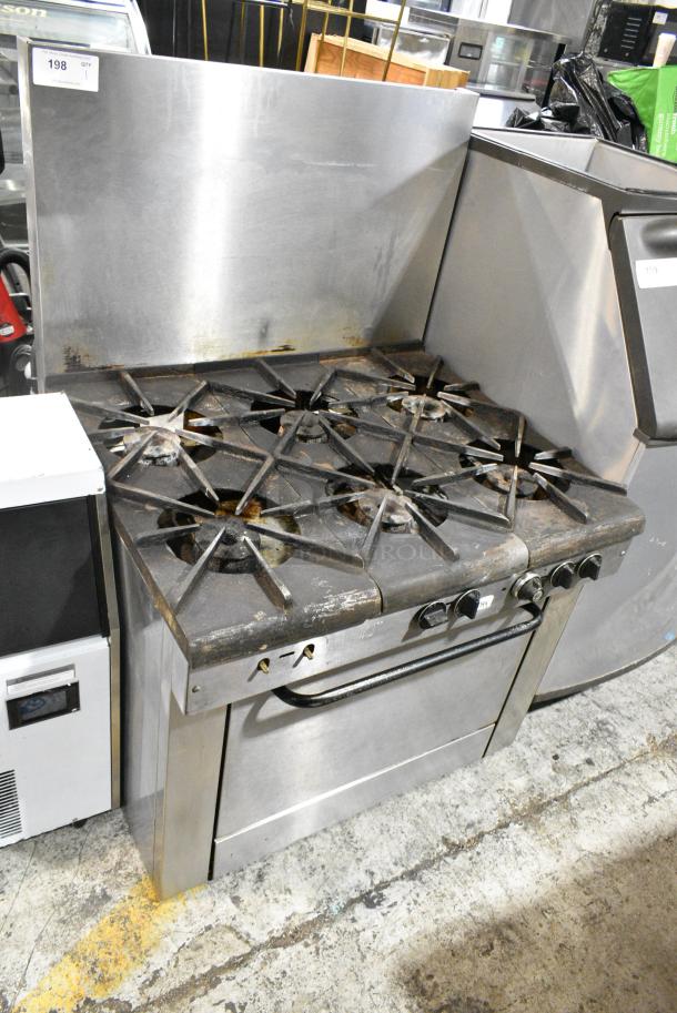 Southbend X336D Stainless Steel Commercial Natural Gas Powered 6 Burner Range w/ Oven and Back Splash. - Image 1 of 5