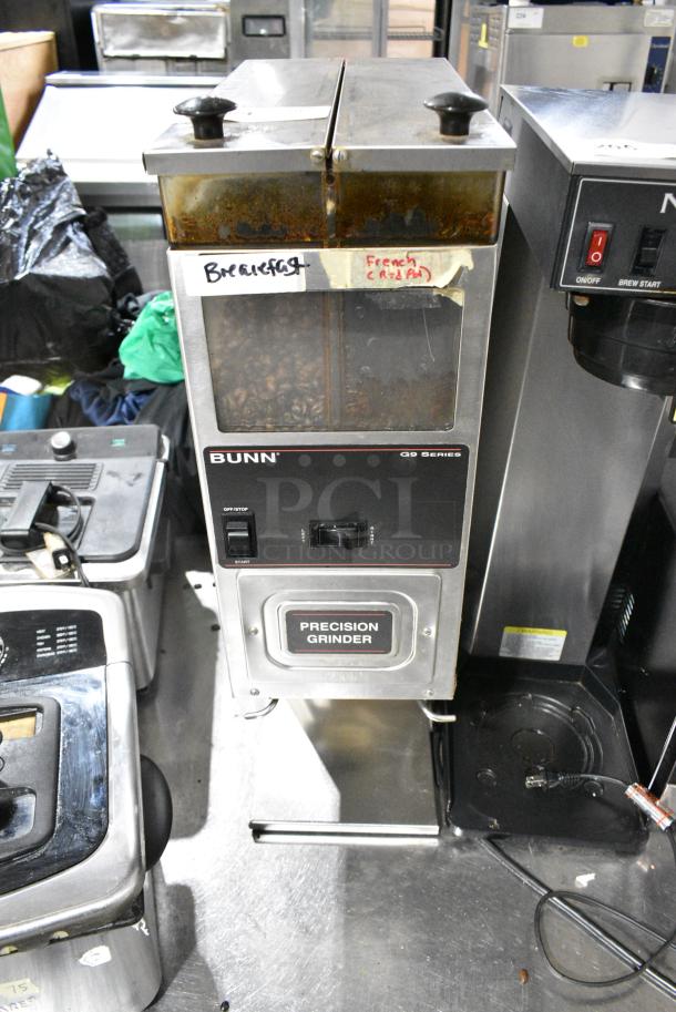 Bunn G9-2T HD Stainless Steel Commercial Countertop Coffee Bean Grinder. 120 Volts, 1 Phase. Tested and Working! - Image 1 of 4