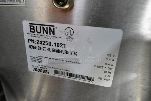 Bunn G9-2T HD Stainless Steel Commercial Countertop Coffee Bean Grinder. 120 Volts, 1 Phase. Tested and Working! - Image 4 of 4