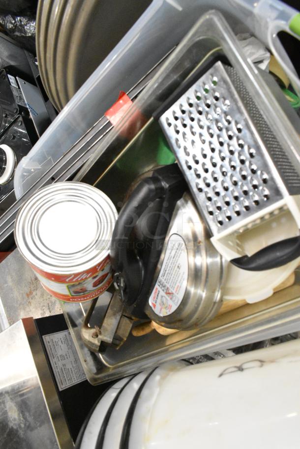 ALL ONE MONEY! Lot of Various Items Including Serving Trays, Poly Bins, Grater, Glasses. - Image 2 of 6