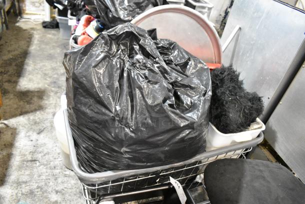 Metal Laundry Cart on Commercial Casters w/ Contents Including Tray. - Image 3 of 3