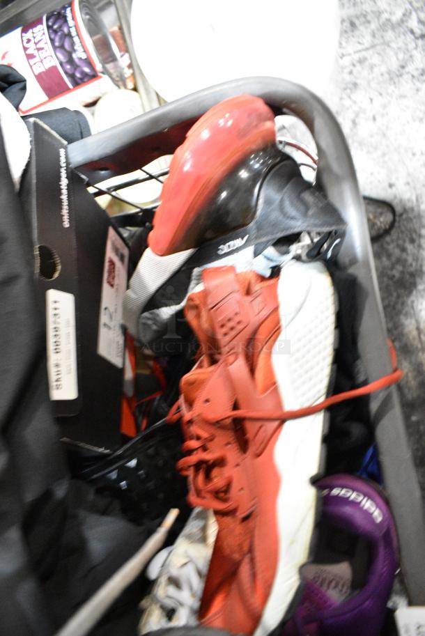 Metal Laundry Cart on Commercial Casters w/ Contents Including Shoes and Metal Baking Pans. - Image 2 of 5