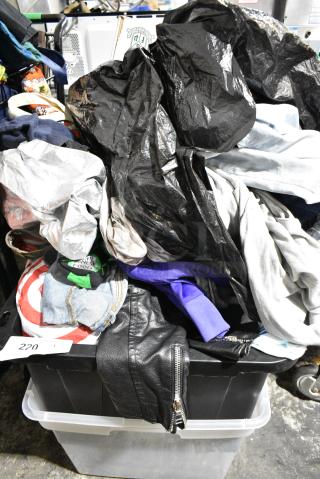 ALL ONE MONEY! Lot of Various Items Including Poly Bins w/ Contents Including Clothing.