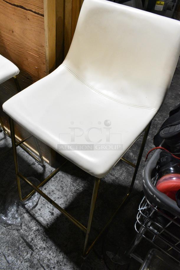 8 Metal Bar Height Stools with Brown or White Seat. 8 Times Your Bid! - Image 3 of 7