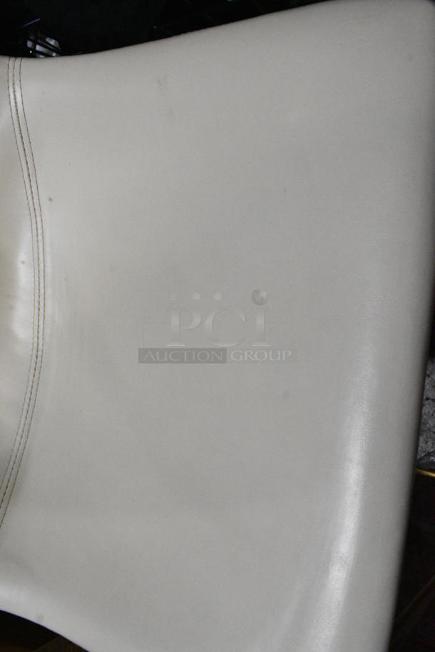 8 Metal Bar Height Stools with Brown or White Seat. 8 Times Your Bid! - Image 4 of 7