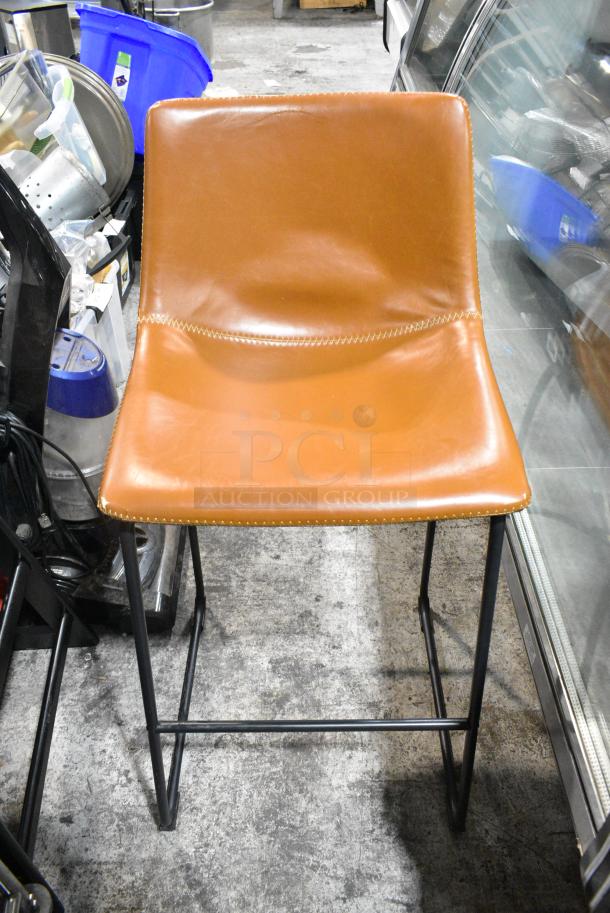 8 Metal Bar Height Stools with Brown or White Seat. 8 Times Your Bid! - Image 5 of 7