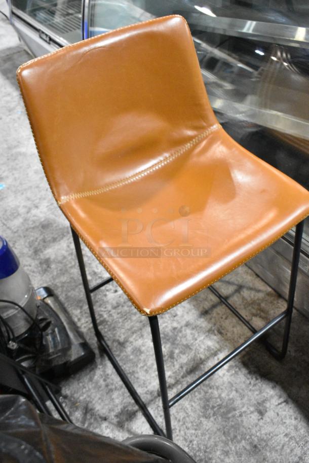 8 Metal Bar Height Stools with Brown or White Seat. 8 Times Your Bid! - Image 6 of 7