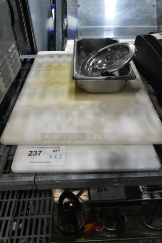 3 Various Items Including 2 Cutting Boards and Stainless Steel Drop In Bin. 3 Times Your Bid!