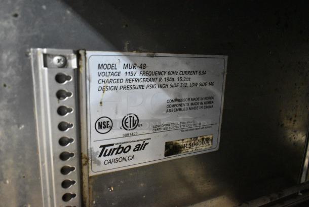 Turbo Air MUR-48 Stainless Steel Commercial Sandwich Salad Prep Table Bain Marie Mega Top on Commercial Casters. 115 Volts, 1 Phase. Tested and Working! - Image 6 of 6