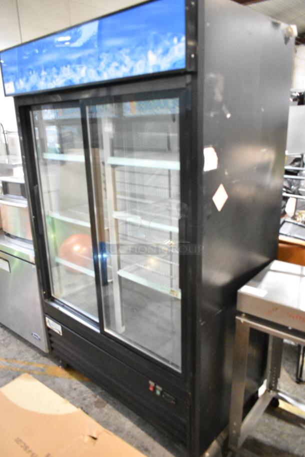 Avantco 178GDS47HCB Metal Commercial 2 Door Reach In Cooler Merchandiser w/ Poly Coated Racks on Commercial Casters. 115 Volts, 1 Phase. Tested and Working! - Image 2 of 5