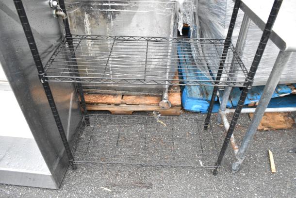 Black Finish 5 Tier Wire Shelving Unit. BUYER MUST DISMANTLE. PCI CANNOT DISMANTLE FOR SHIPPING. PLEASE CONSIDER FREIGHT CHARGES. - Image 2 of 3