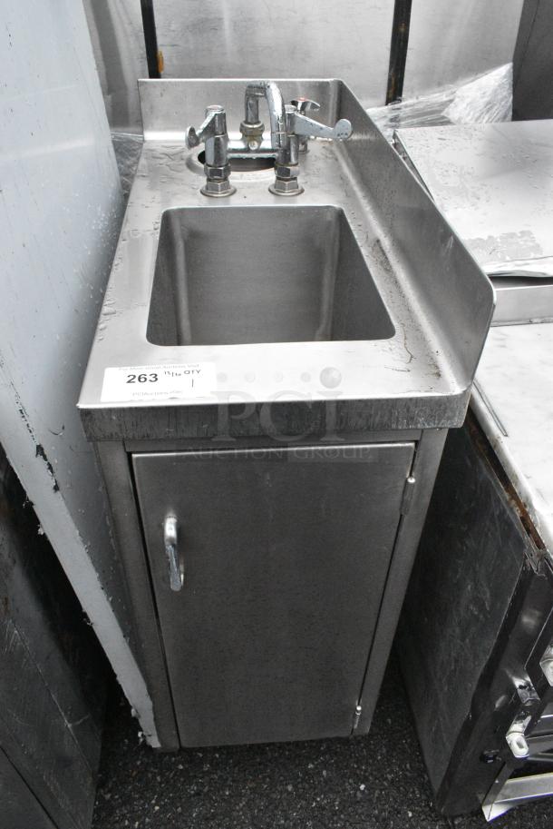 Stainless Steel Single Bay Sink w/ Faucet and Handles. - Image 1 of 4