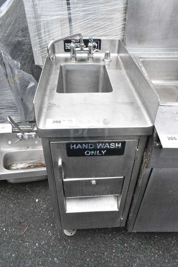 Stainless Steel Single Bay Sink w/ Faucet and Handles. - Image 1 of 4