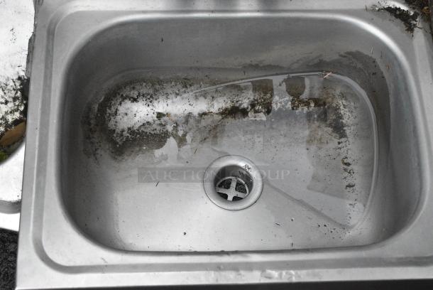Stainless Steel Single Bay Wall Mount Sink w/ Side Splash Guard, Faucet and Handles. - Image 2 of 3