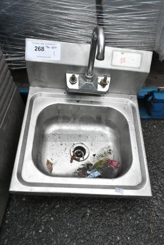 Stainless Steel Single Bay Wall Mount Sink w/ Faucet and Handles. - Item #1156115