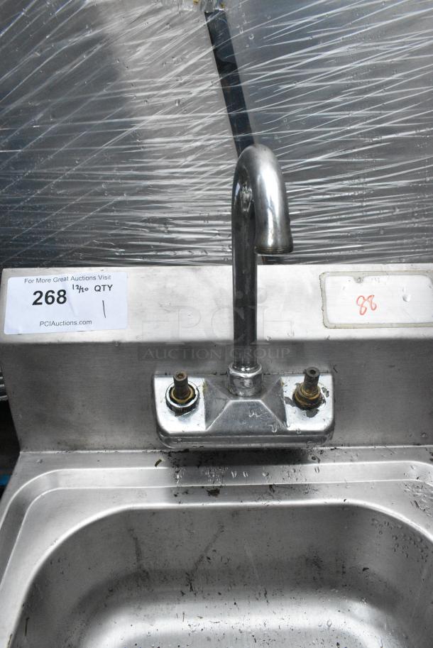 Stainless Steel Single Bay Wall Mount Sink w/ Faucet and Handles. - Image 3 of 3
