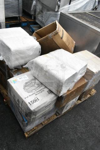 15 Boxes Including PP206 Hinged Plastic Containers, SP405BK Spoons, Ecodine 8" Clamshell Containers, HP59002133 Amana 59002133 Limiter, Electronic, 475TCPMSFMNT Mounting Kit. 15 Times Your Bid!