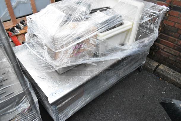 Stainless Steel Table w/ Metal Under Shelf and Contents Including Stainless Steel Drop In Bins and Pizza Pan Rack. - Image 2 of 5