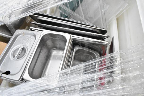 Stainless Steel Table w/ Metal Under Shelf and Contents Including Stainless Steel Drop In Bins and Pizza Pan Rack. - Image 3 of 5