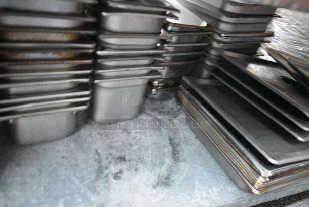 Stainless Steel Table w/ Metal Under Shelf and Contents Including Stainless Steel Drop In Bins and Pizza Pan Rack. - Image 5 of 5