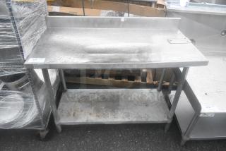Stainless Steel Table w/ Commercial Can Opener Mount, Back Splash and Under Shelf.