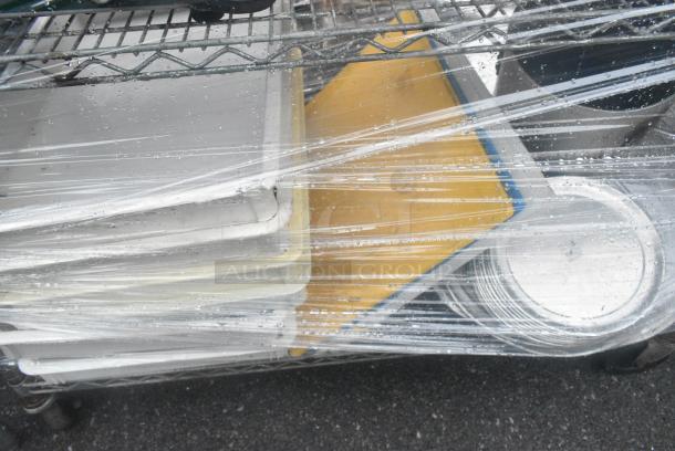 Chrome Finish Wire Shelving Unit w/ Contents Including Poly Dough Bins, Round Metal Baking Pans, Stainless Steel Drop In Bins. BUYER MUST DISMANTLE. PCI CANNOT DISMANTLE FOR SHIPPING. PLEASE CONSIDER FREIGHT CHARGES. - Image 6 of 6