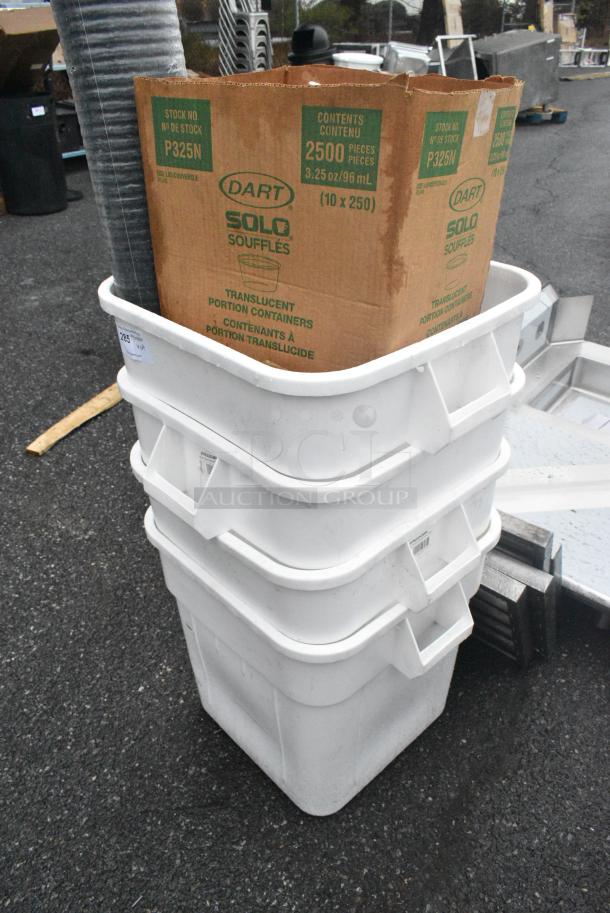 ALL ONE MONEY! Lot of 4 White Poly Trash Cans w/ Contents. - Image 3 of 4