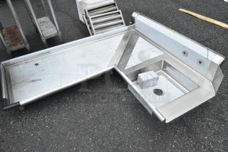 BRAND NEW SCRATCH AND DENT! Regency 600DDTI72L Stainless Steel L Shaped Left Side Dirty Side Dish Table. No Legs. Bay 20x20x6