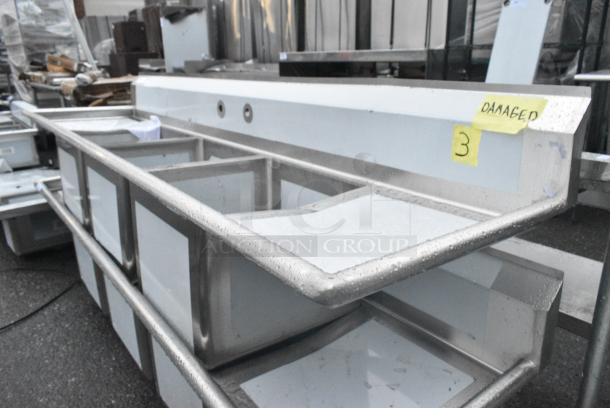 BRAND NEW SCRATCH AND DENT! Regency 600S31818218 Stainless Steel 3 Bay Sink w/ Dual Drain Boards. No Legs. Bays 18x18x14 - Image 3 of 4