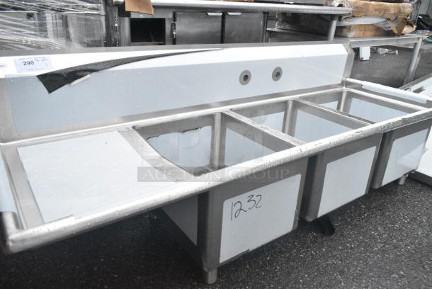BRAND NEW SCRATCH AND DENT! Regency 600S3162018L Stainless Steel 3 Bay Sink w/ Left Side Drain Board. No Legs. - Image 2 of 4