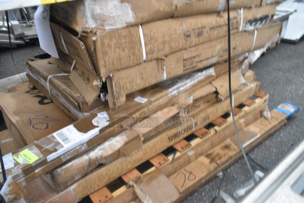 20 BRAND NEW SCRATCH AND DENT! Items Including Regency 460EGPC54 NSF 54" Green Epoxy Mobile Shelving Post, 2 Box 460EC2448 Regency 24" x 48" NSF Chrome Wire Shelf, 109RACKECON Steelton 20 Pan End Load Bun / Sheet Pan Rack - Unassembled, 600WS1860HD Regency 16 Gauge Stainless Steel 18" x 60" Heavy Duty Wall Shelf, 600TSB3060S Regency 30" x 60" 16-Gauge Stainless Steel Commercial Work Table with 4" Backsplash and Undershelf, 2 Brooms. 20 Times Your Bid! - Image 3 of 14