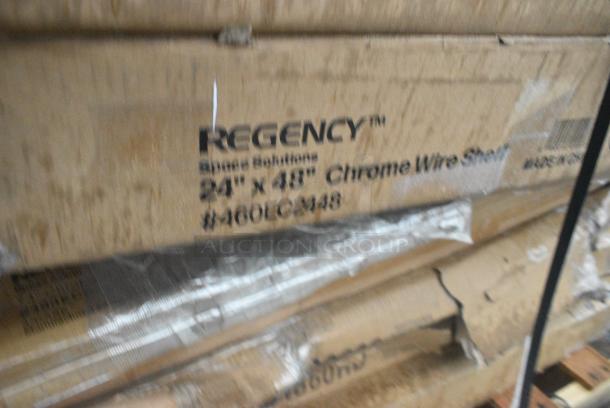 20 BRAND NEW SCRATCH AND DENT! Items Including Regency 460EGPC54 NSF 54" Green Epoxy Mobile Shelving Post, 2 Box 460EC2448 Regency 24" x 48" NSF Chrome Wire Shelf, 109RACKECON Steelton 20 Pan End Load Bun / Sheet Pan Rack - Unassembled, 600WS1860HD Regency 16 Gauge Stainless Steel 18" x 60" Heavy Duty Wall Shelf, 600TSB3060S Regency 30" x 60" 16-Gauge Stainless Steel Commercial Work Table with 4" Backsplash and Undershelf, 2 Brooms. 20 Times Your Bid! - Image 7 of 14