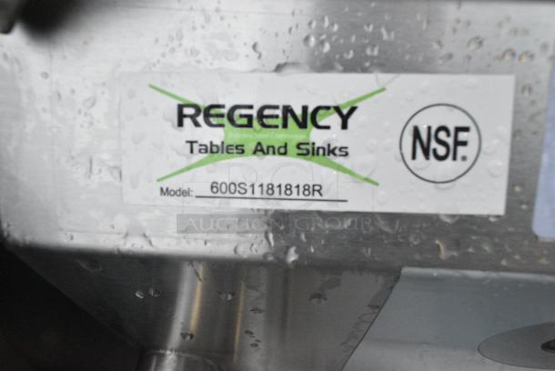 BRAND NEW SCRATCH AND DENT! Regency 600S1181818R Stainless Steel Single Bay Sink w/ Right Side Drain Board. No Legs. Bay 18x18x14 - Image 4 of 4