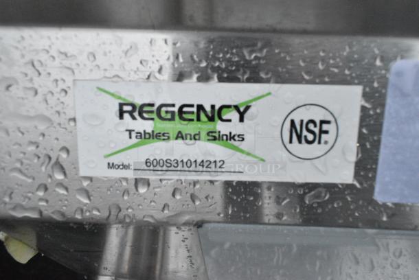 BRAND NEW SCRATCH AND DENT! Regency 600S31014212 58" 16-Gauge Stainless Steel Three Compartment Commercial Sink w/  2 Drainboards - 10" x 14" x 10" Bowls. No Legs. - Image 4 of 4