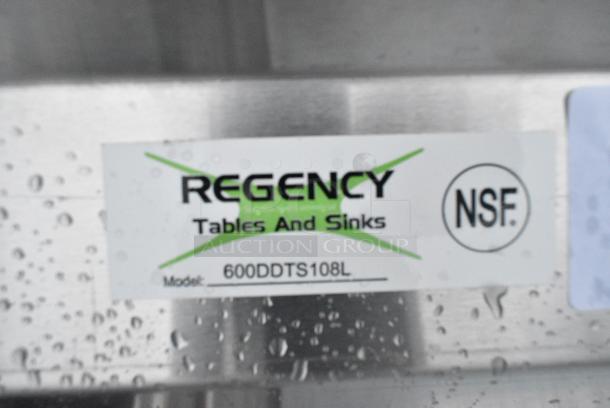 BRAND NEW SCRATCH AND DENT! Regency 600DDTS108L 16-Gauge 9' Soiled / Dirty Dish Table with 3-Compartment Sink - 20" x 20" x 12" Bowls - Left Drainboard - Image 4 of 4