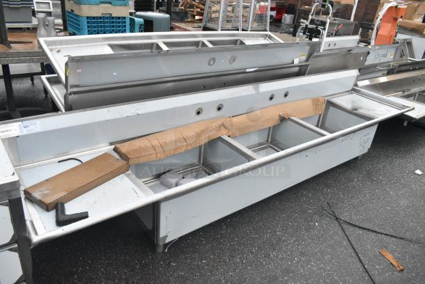 BRAND NEW SCRATCH AND DENT! Regency Spec Line Stainless Steel 3 Bay Sink w/ Dual Drain Boards. Bays 30x25x18 - Image 1 of 5