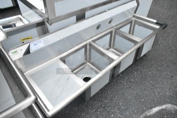 BRAND NEW SCRATCH AND DENT! Regency 600S3151515L Stainless Steel 3 Bay Sink w/ Left Side Drain Board. No Legs.  Bays 15x15x12 - Image 2 of 4